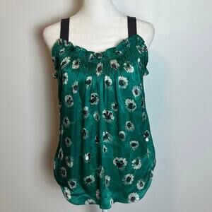 Rebecca Taylor Turquoise Floral Silk Tank Top